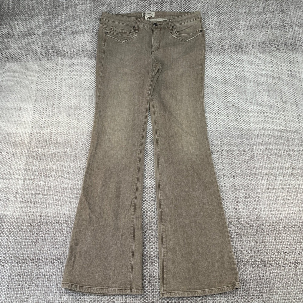 BCBGeneration Flare Jeans Womens 31 Taupe Brown Mid Rise Stretch Denim